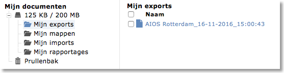 map Mijn exports met exportbestand